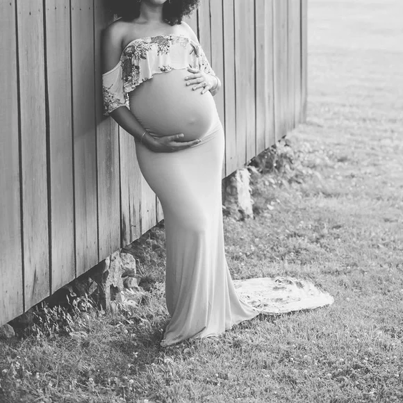 satin emerald green formal dress Angel Maternity Roxy Lace Baby Shower Dress main image 1